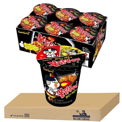 블루존 불닭볶음면 소컵라면 70g (6입), 6개
