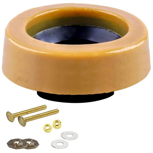 Deoxygene 바닥 콘센트 변기용 변기 왁스 링 키트 플랜지 및 볼트로 새로 설치 또는 재장착, 1개