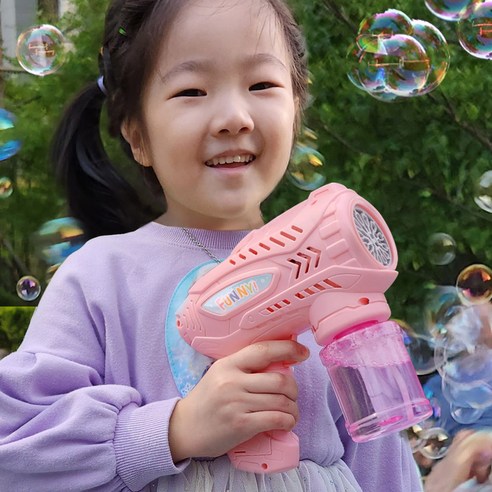 12구 파워 비눗방울 자동 버블건, 핑크, 1개