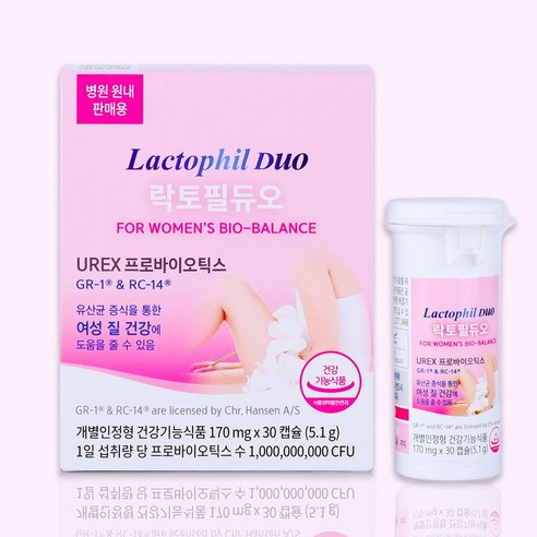 여성 질 유산균 락토필듀오 30캡슐(1개월분) 유렉스 프로바이오틱스 개별인정형 건강기능식품