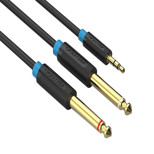 3.5mm 플러그-더블 6.5mm 어댑터 남성-남성 오디오 케이블 블랙, {"사이즈":"0.5 미터"}, {"수건소재":"PVC"}
