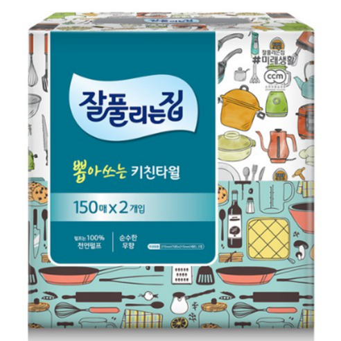 백앤 잘풀리는집 뽑아쓰는 키친타올 150매, 2개