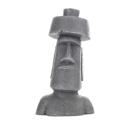 1PC 고대 부활절 섬 동상 복고풍 스타일 모 머리 조각 거실 장식품, 수지, 회색 E.