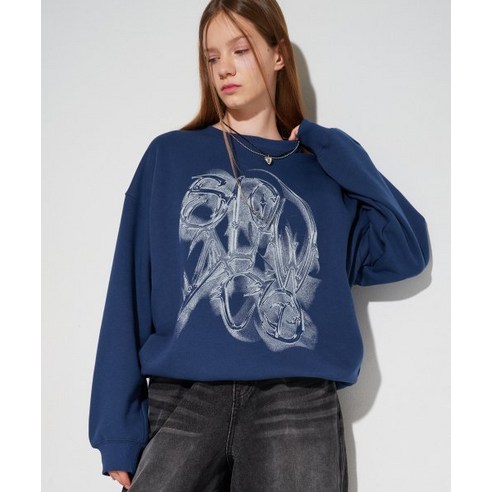 슬로우애시드 샤프 로고 맨투맨 스웨트셔츠 딥블루