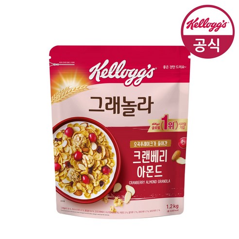   켈로그 크랜베리 아몬드 그래놀라 시리얼, 1.2kg, 1개