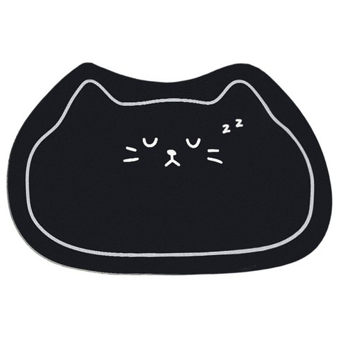 아이샤인 주방 욕실 부엌 고양이 규조토발매트, 블랙, 블랙