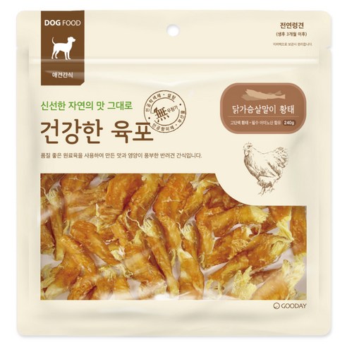 굿데이 건강한 육포, 닭가슴살말이 황태, 240g, 1개 
반려동물용품