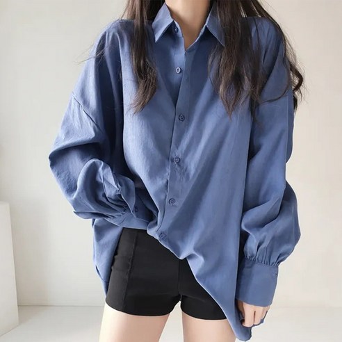 레이디스룸 퍼프소매 여성 오버핏 셔츠 남방