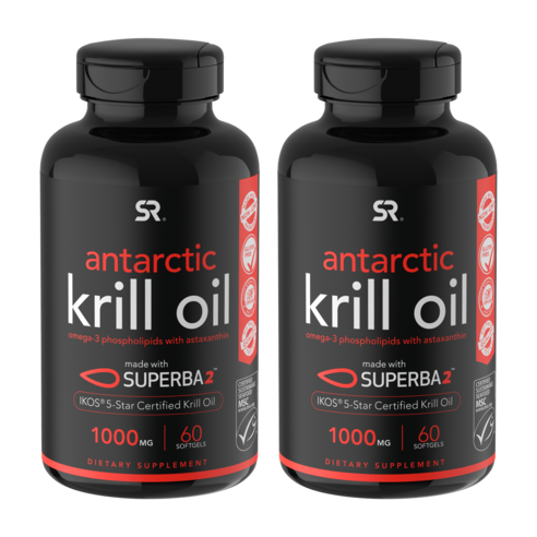 스포츠리서치 슈퍼바2 앤타크틱 크릴 오일 1000mg 아스타크산틴 포함 소프트젤, 60개입, 2개