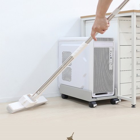 컴퓨터 본체 이동형 폭조절 바퀴달린 보관함 PC 데스크탑 거치 이동식 바퀴 받침대, 그레이, 일반형