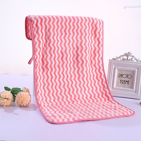 ZZJJC 코랄 타월 극세사 타월 드라이물수건, 75*35cm 【카드지], 물결핑크