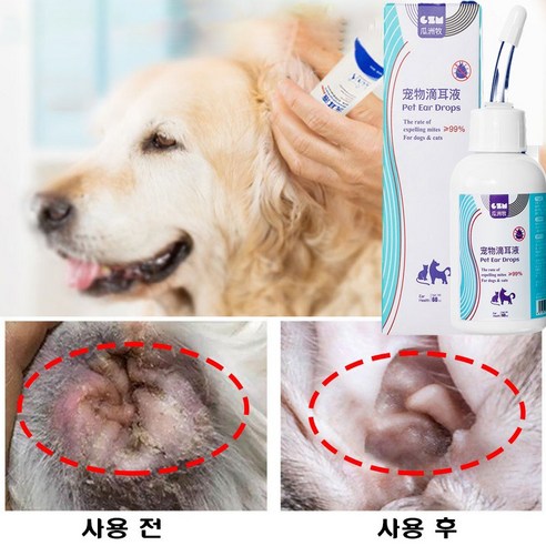 고양이 강아지 귀세정제 귀염증 외이염 귓병예방 귀 상처 귀 냄새 귀청소 귀진드기 자극완화, 1개, 120ml