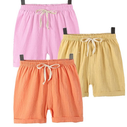 활기차고 편안한 여름을 위한 온더키즈 컬러팝 린넨 3부 아동 반바지
