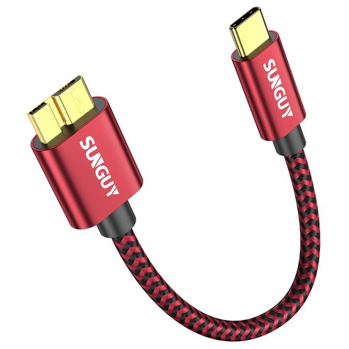 SUNGUY USB C타입 to 마이크로B 외장하드 케이블 10Gbps, 1개, 레드, 0.15m