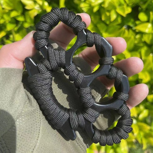 투데이리빙 1+1 손이 편한 호신용 고강도 너클 자기 방어 손가락 링 가드 핑거 안전 반지 무기 호신 용품, R99970B, 블랙, 2개