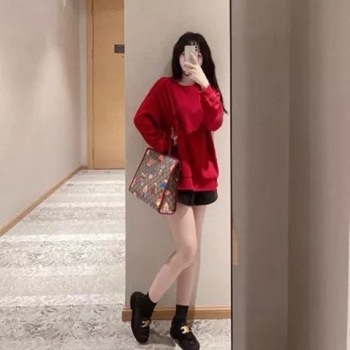 KORELAN 올가을 양기감령 패션 키 작은 느낌 인플루언서 통근 패션 와이드 긴팔 투피스녀