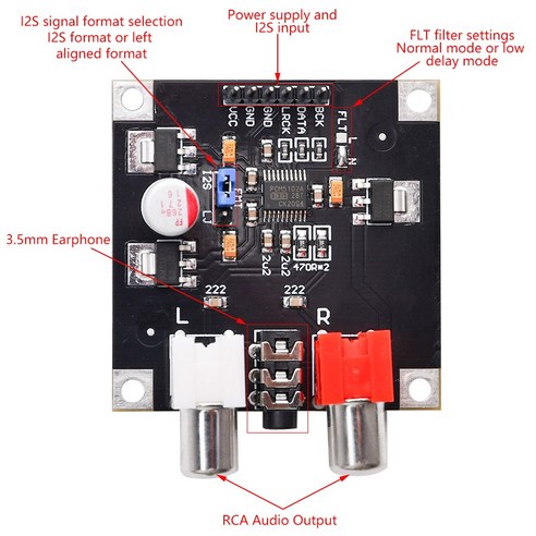 PCM5102 PCM5102A DAC 디코더 보드 I2S 입력 32Bit 384K 레드 코어 플레이어용, 한개옵션0