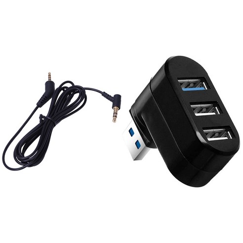 오디오 케이블을 USB 허브 3/6 포트 고속 USB 허브로 교체하십시오., 하나, 검정