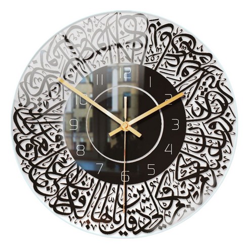 30cm 이슬람 무성 벽시계 홈 석영 침실 이슬람 장식, 아크릴, 검은 색