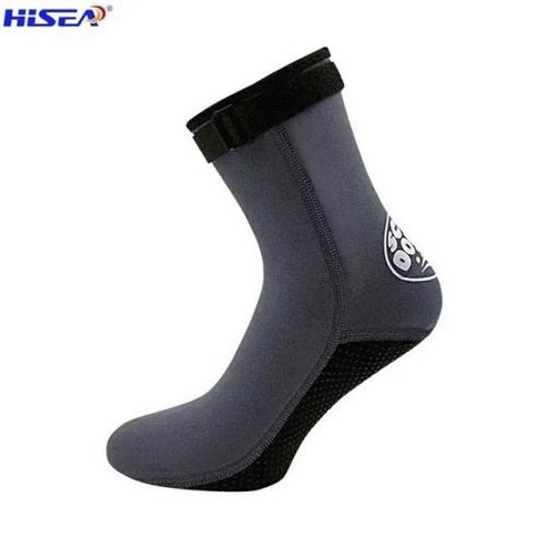 Hisea 겨울용 3mm 두꺼운 네오프렌으로 제작된 서핑슈트 프리다이빙 신발, 높은 상단으로 따뜻하고 미끄럼 방지, Blue+S