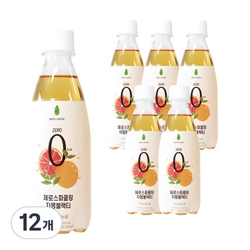 넛츠그린 제로스파클링 자몽블랙티, 350ml, 12개