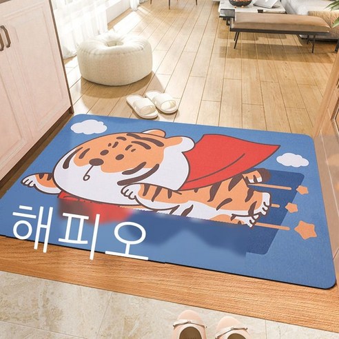다국적 사치 주방 매트 북유럽 현대 심플한 주방 카펫 공장 긴 흡수 발판 현물 욕실 매트, 만화 호랑이