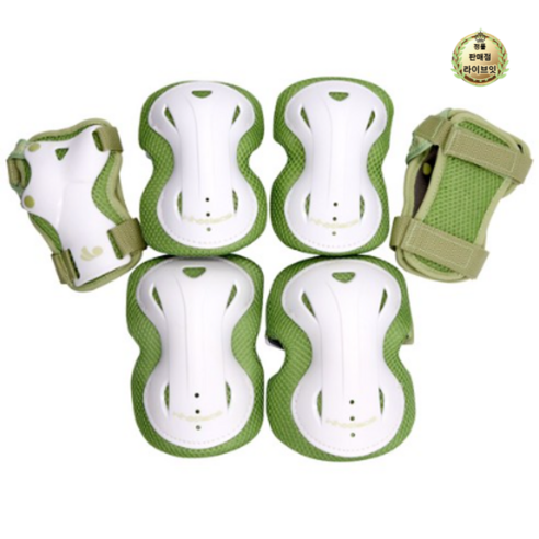 휠러스 아동용 스마트 인라인 킥보드 보호대 좌우 3종 세트, 올리브, 1세트