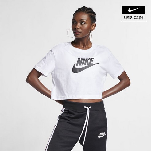 나이키 NIKE 여성 스포츠웨어 에센셜 크롭 아이콘 클래쉬 반팔 티셔츠 BV6176-100