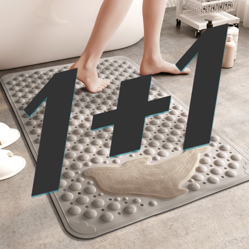 나레스트 욕실 욕조 안전 미끄럼방지 돌고래 화장실 매트 물빠짐 대형 PVC 깔판 발판, 베이지 1+1