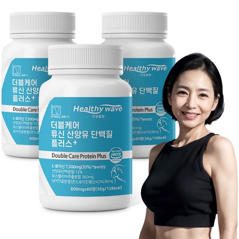 건강울림 더블케어 류신 산양유 단백질 플러스 60정, 3개, 36g