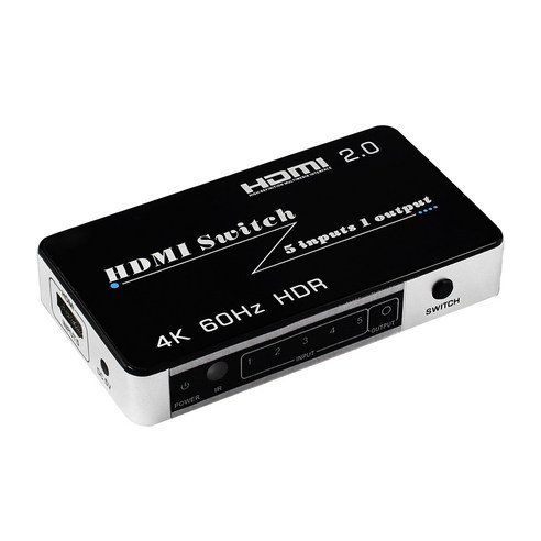 AFBEST 4K HDMI 스위치 5X1 지원 HDCP 2.2 미니 2.0 스위처 허브 박스(Apple TV용 자동 IR 원격 제어 포함), 검정