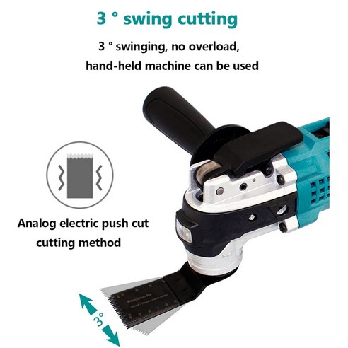 멀티커터 날 진동 멀티툴 전기 트리머 톱 리노베이션 전동 공구 기계 makita 호환품, 두 개의 배터리, 1개