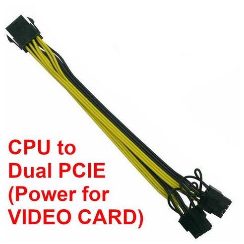 Lopbinte 2 개/몫 EPS CPU 12V 8 핀-듀얼 8(6+2) 핀 PCIE 어댑터 전원 공급 장치 케이블 마이닝 카드 20cm, 1개, 그림이 보여 주듯이