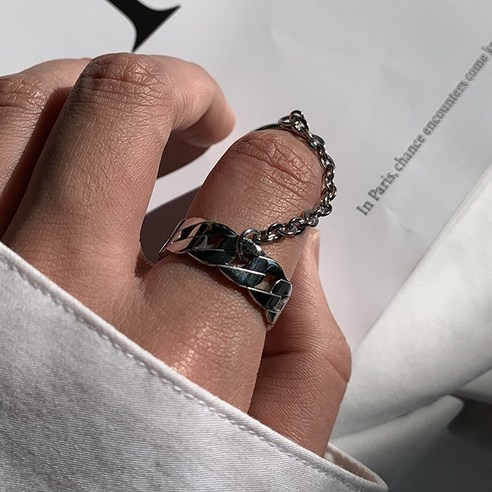 빅애플샵 남자 반지 검지 연결 체인 링 스트릿 패션 레이어드 Finger chain
