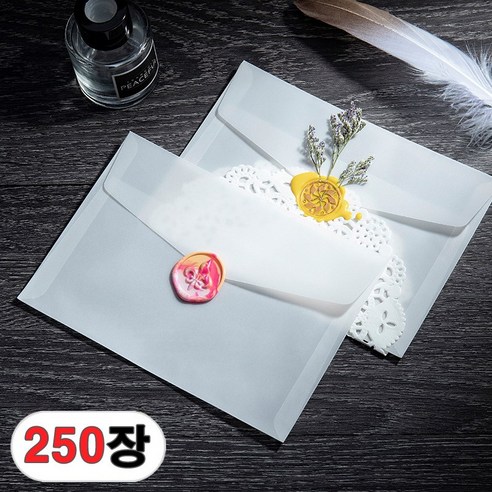 고급 반투명 트레싱지 청첩장 초대장 봉투, 250장