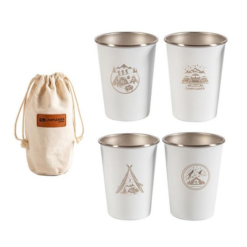4 개/갑 스테인레스 스틸 컵 350 ml 금속 맥주/커피/차 컵/와인 컵 머그 텀블러 야외 여행 샷 안경 컵, 350ml., 하얀