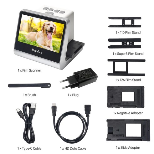 135 필름 및 슬라이드 스캐너 3624mm 126KPK 110 Super8 흑백 투 디지털 JPEG 16GB 5 인치 LCD 스크린, WHITE, 미국, 1개