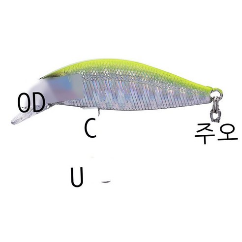미물 소검 완침 미노루아 미끼 5.3cm3g 민물 낚시 넙치 흑어 가짜 미끼 5P, 보통 갈고리, E그린 배은신