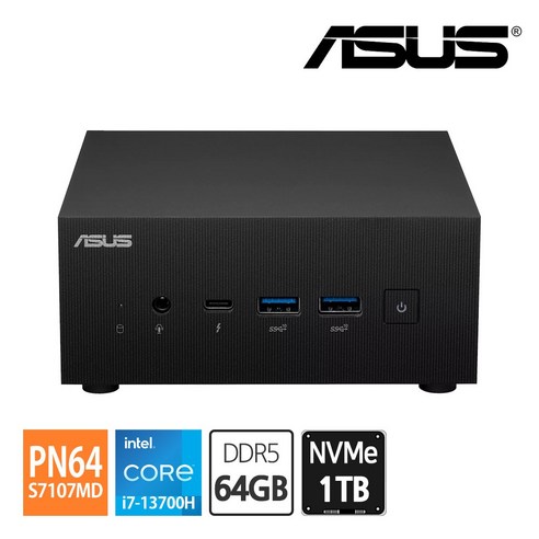 에이수스 ASUS 미니PC PN64 인텔 13세대 i7-13700H [ DDR5 RAM64GB NVMe1TB ] 저전력 초소형 컴퓨터, 상세페이지 참조, 상세페이지 참조