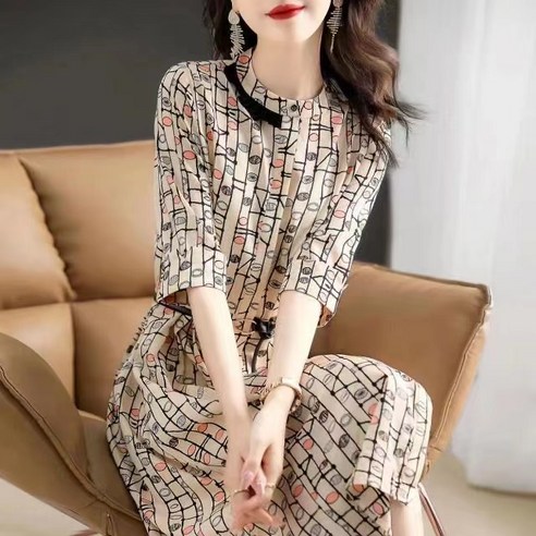 DarjinQD 여성 고품격 여름 반팔 원피스 E946