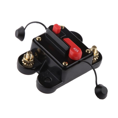 2x 자동차 마린 인라인 회로 차단기 40 AMP 수동 리셋 오디오 퓨즈 홀더, {"사이즈":"78mm * 52mm * 40mm"}, {"색상":"블랙"}, {"수건소재":"금속 플라스틱"}