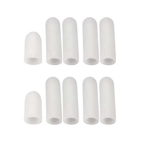 관절염에 대한 10pcs 소프트 젤 엄지 슬리브 캡 튜브 손가락 보호대 지원, 화이트, 자연