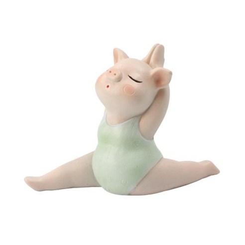 돼지 요가 자세 모델 미니어처 입상 시뮬레이션 풍경 웨딩 장식 요정 정원 동상 홈 선물, 요가 Pig_Stretch, 수지