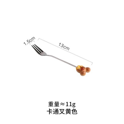 귀엽다 도넛 스테인리스 스푼 포크 커피 믹서 스푼 인스타그램 만화 스테인리스 과일 포크 소녀심 식기, 미키머리(카노) - 포크