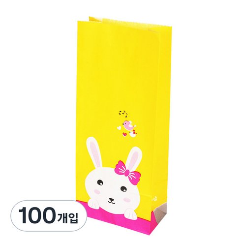 단비나인 토끼 종이봉투, 혼합 색상, 100개입