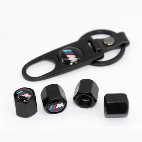 BMW 타이어 밸브캡 M로고캡 에어캡 M퍼포먼스 4P 1세트 조절기 키링포함, m블랙