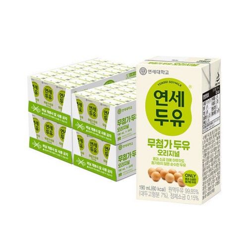 연세두유 무첨가 두유 오리지널, 190ml, 48개