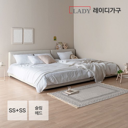 레이디가구 레브 기능성 패브릭 패밀리침대 슬림헤드 SS+SS, 모던그레이