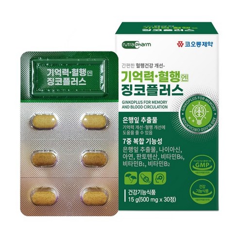 코오롱제약 기억력 혈행엔 징코 플러스, 30정, 1개