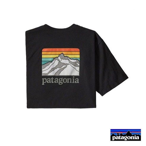 파타고니아 릿지 라인 로고 포켓 반팔 티셔츠 블랙
